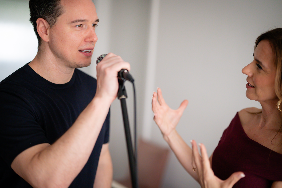 Aggie Gioftsidis, Melbourne voice coach, leading an embodied speaking voice session